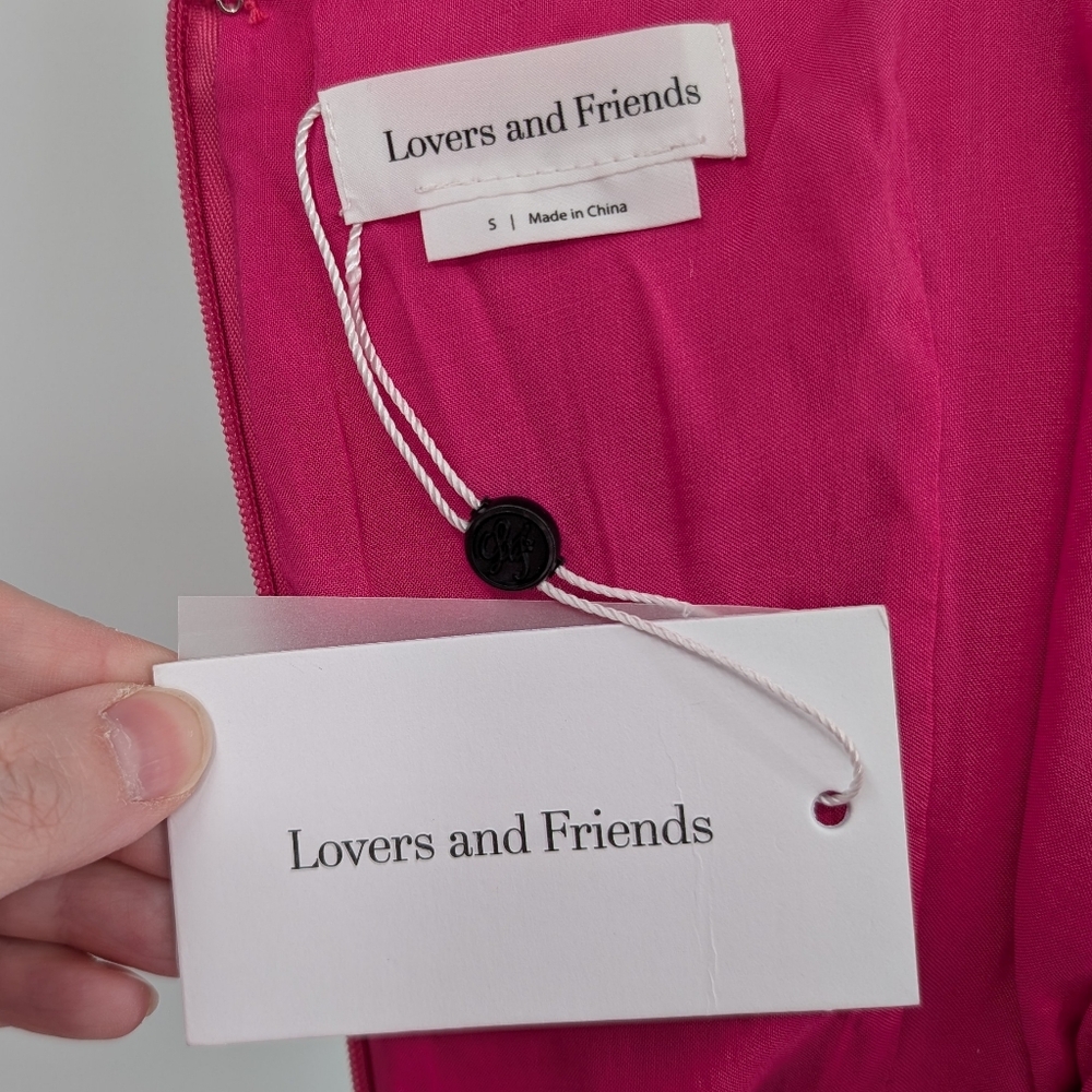 Revolve Lovers + Friends Hot Pink Straight Neck Ellis Mini Dress Small NWT - Picture 9 of 11